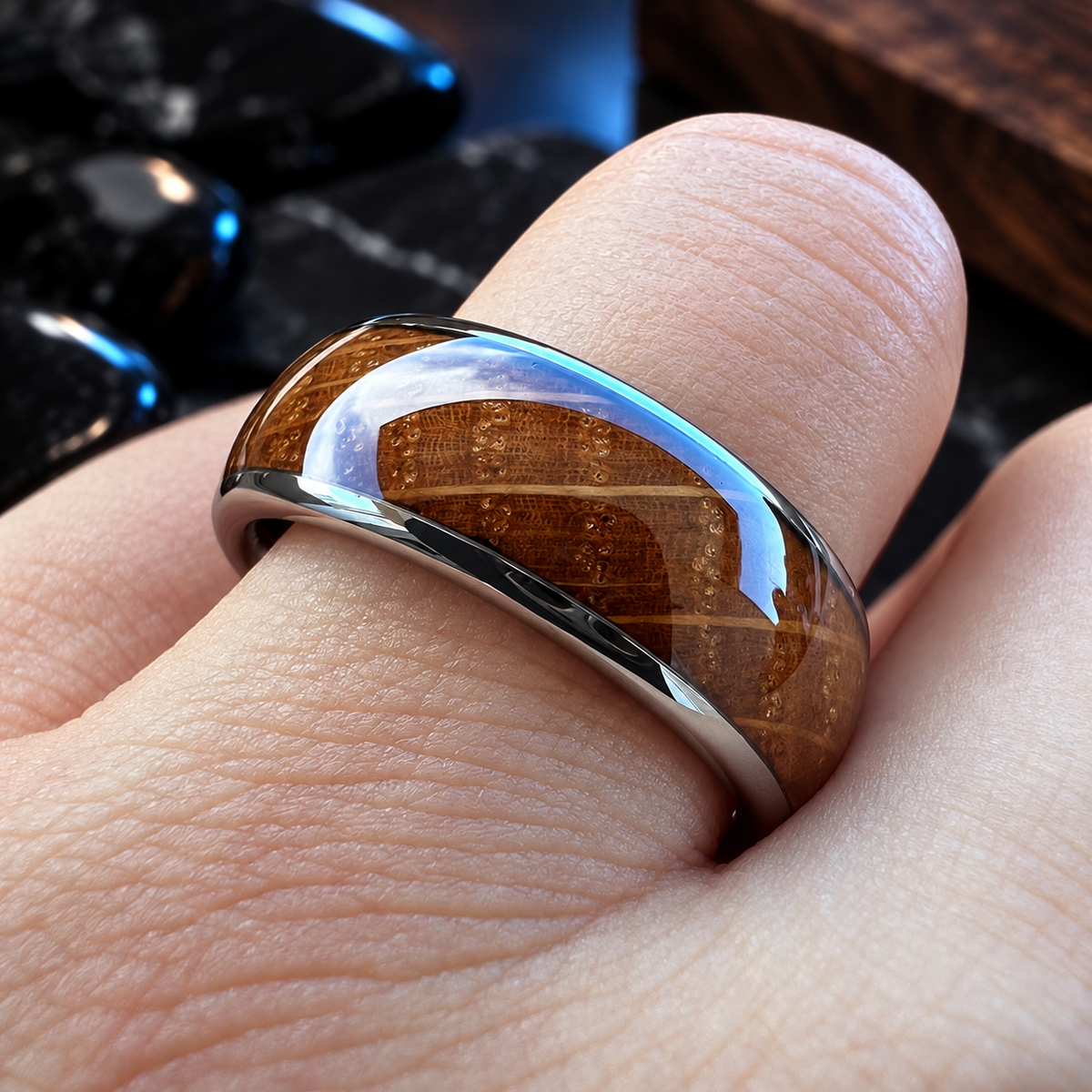 Tungsten Carbide Whiskey Barrel Wedding Ring