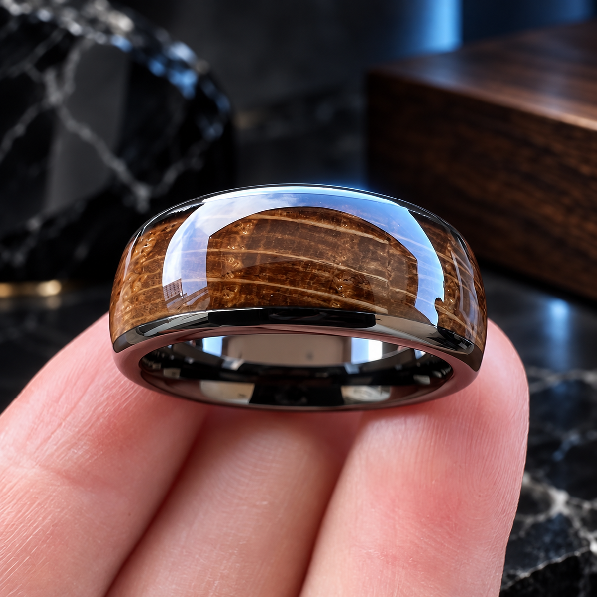 Tungsten Carbide Whiskey Barrel Wedding Ring — The Single Barrel