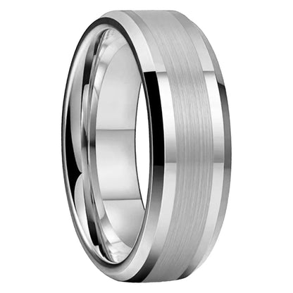 Tungsten Comfort Fit Brushed Silver Ring 