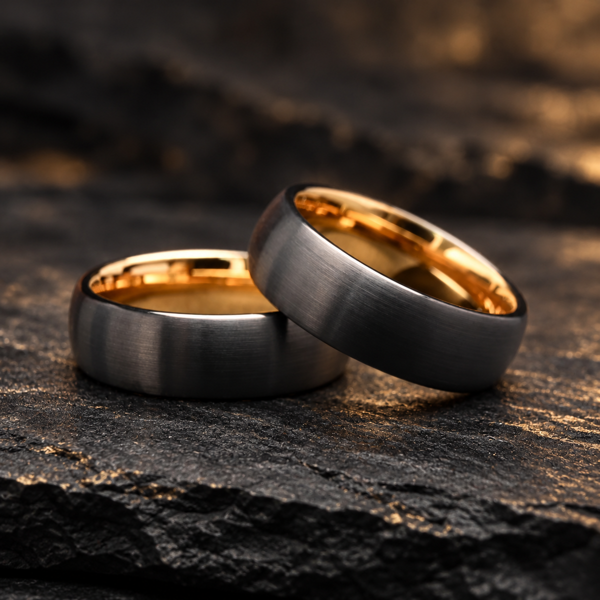 7mm Black and Gold Tungsten Carbide Ring