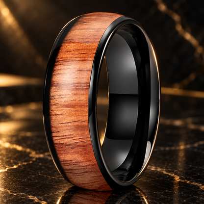 Tungsten Koa Wood Ring 