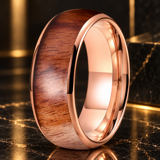 Tungsten Koa Wood Ring 