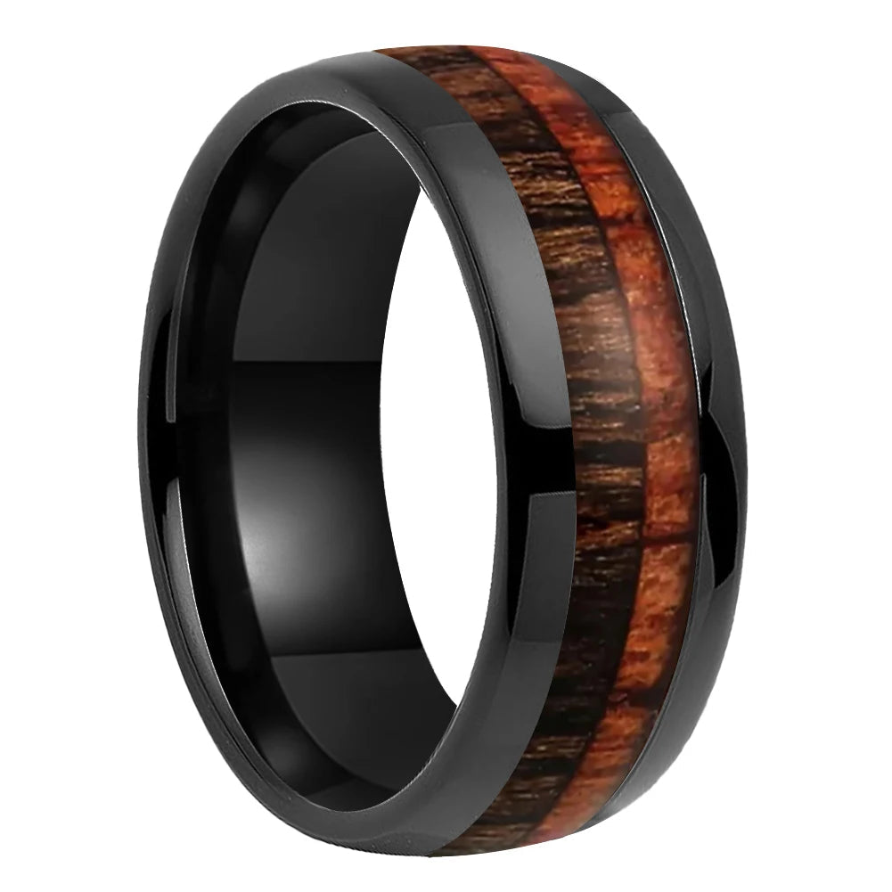 Tungsten Ring With Wood Inlay
