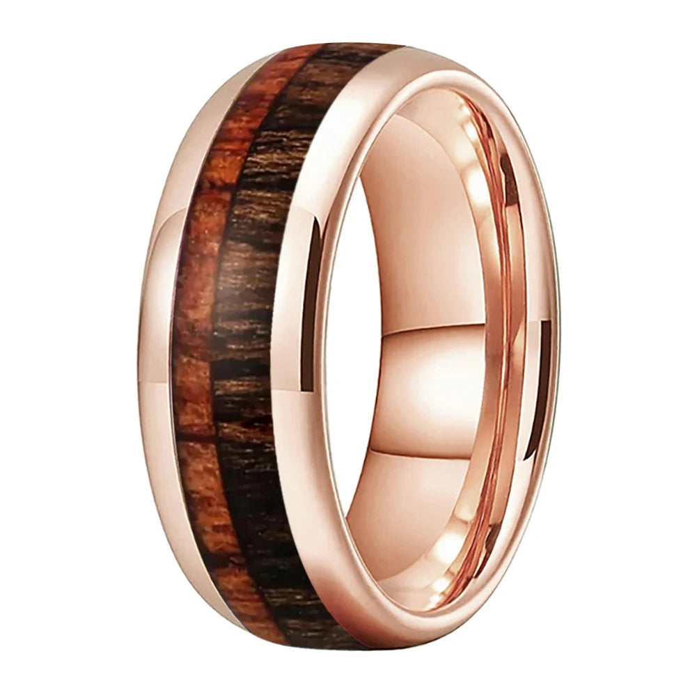 Tungsten Ring With Wood Inlay 