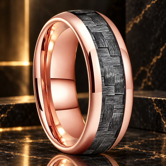 Tungsten Ring With Grey Carbon Fiber Inlay