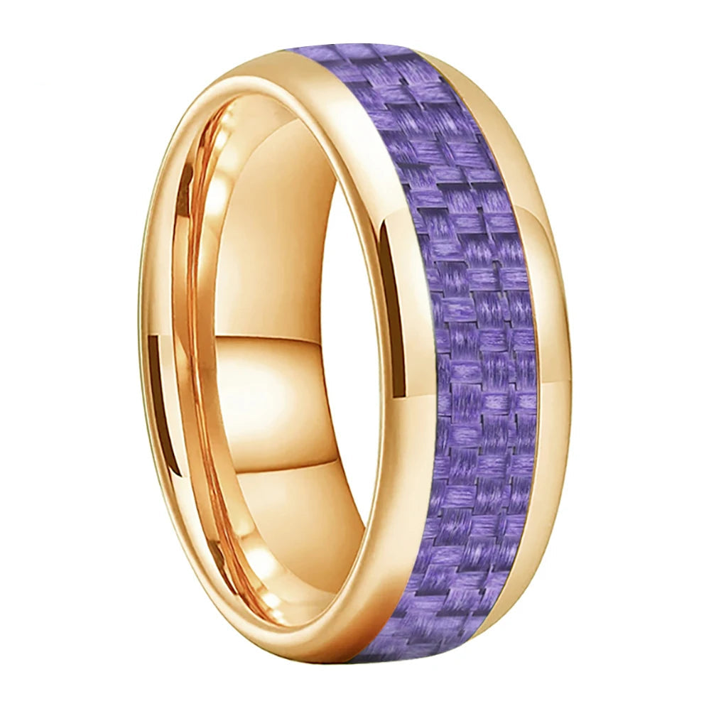Tungsten Ring With Purple Carbon Fiber Inlay