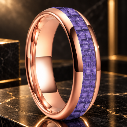 Tungsten Ring With Purple Carbon Fiber Inlay