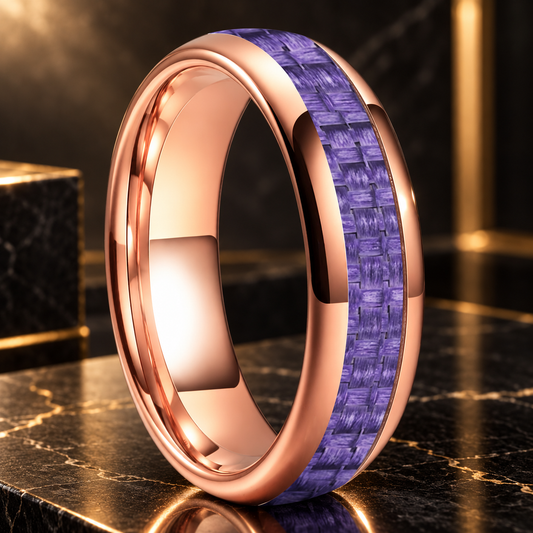 Tungsten Ring With Purple Carbon Fiber Inlay