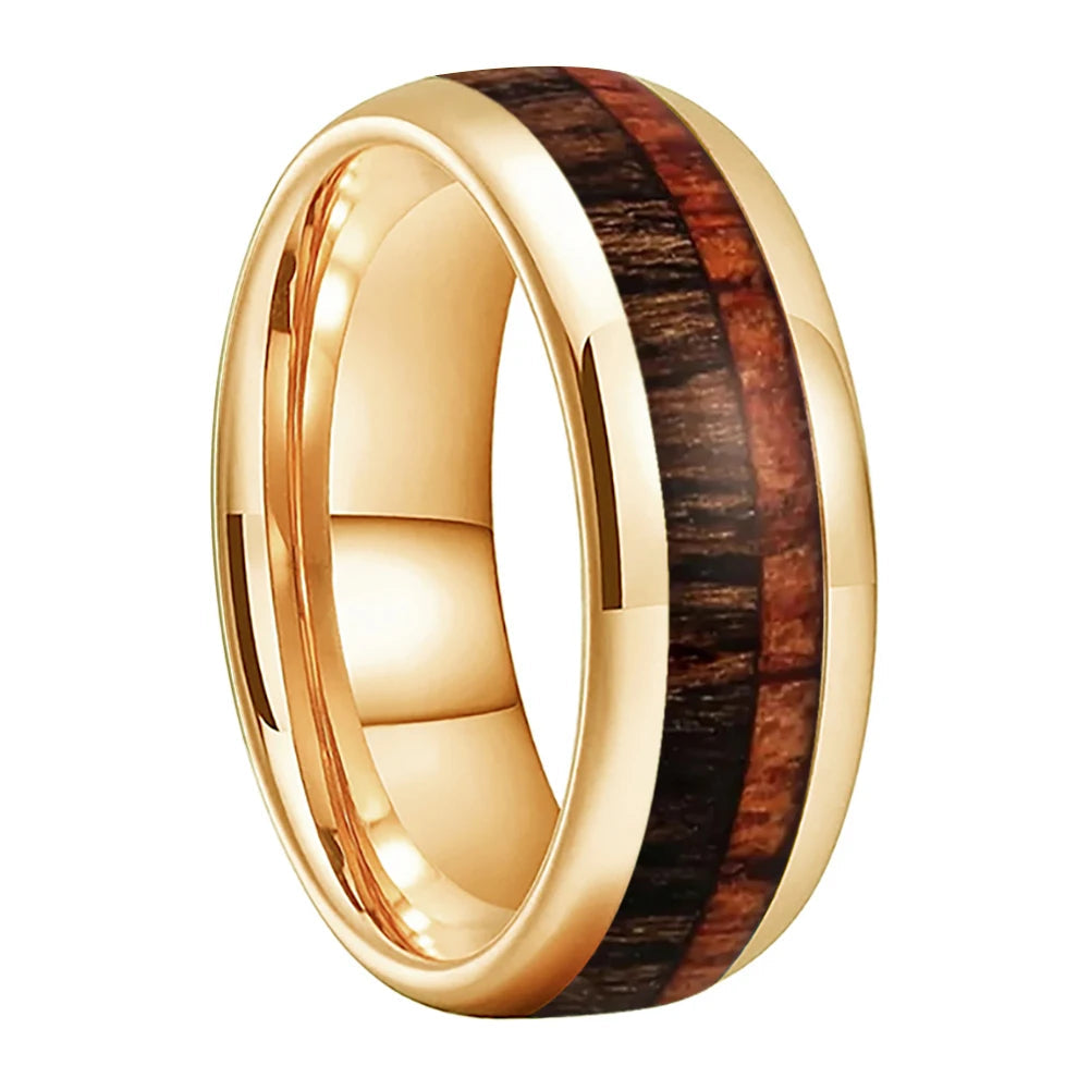 Tungsten Ring With Wood Inlay 
