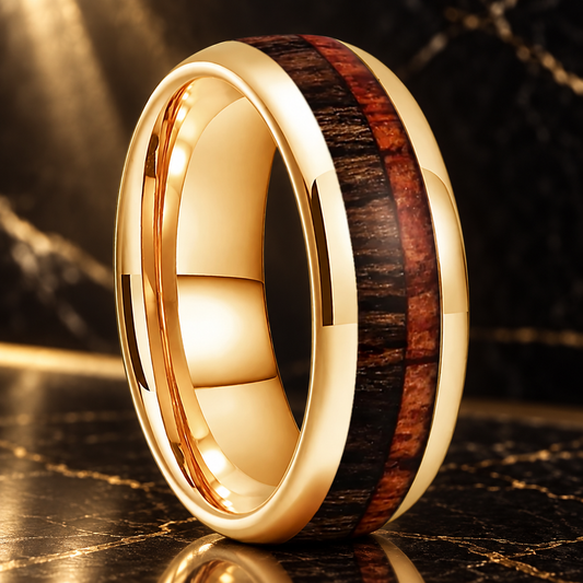 Tungsten Ring With Wood Inlay for men