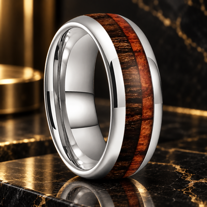 Tungsten Ring With Wood Inlay 
