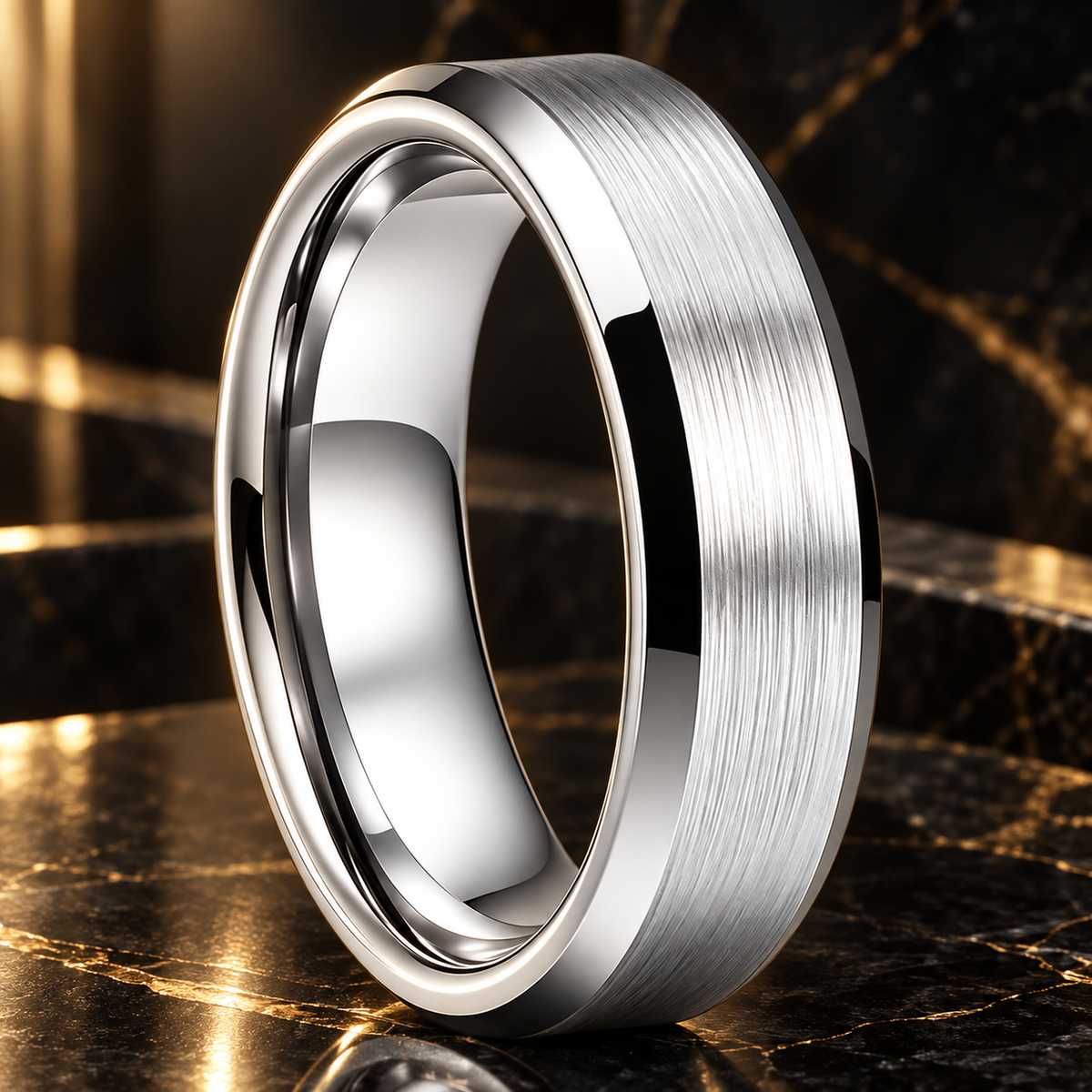 Tungsten Silver Brushed Wedding Band