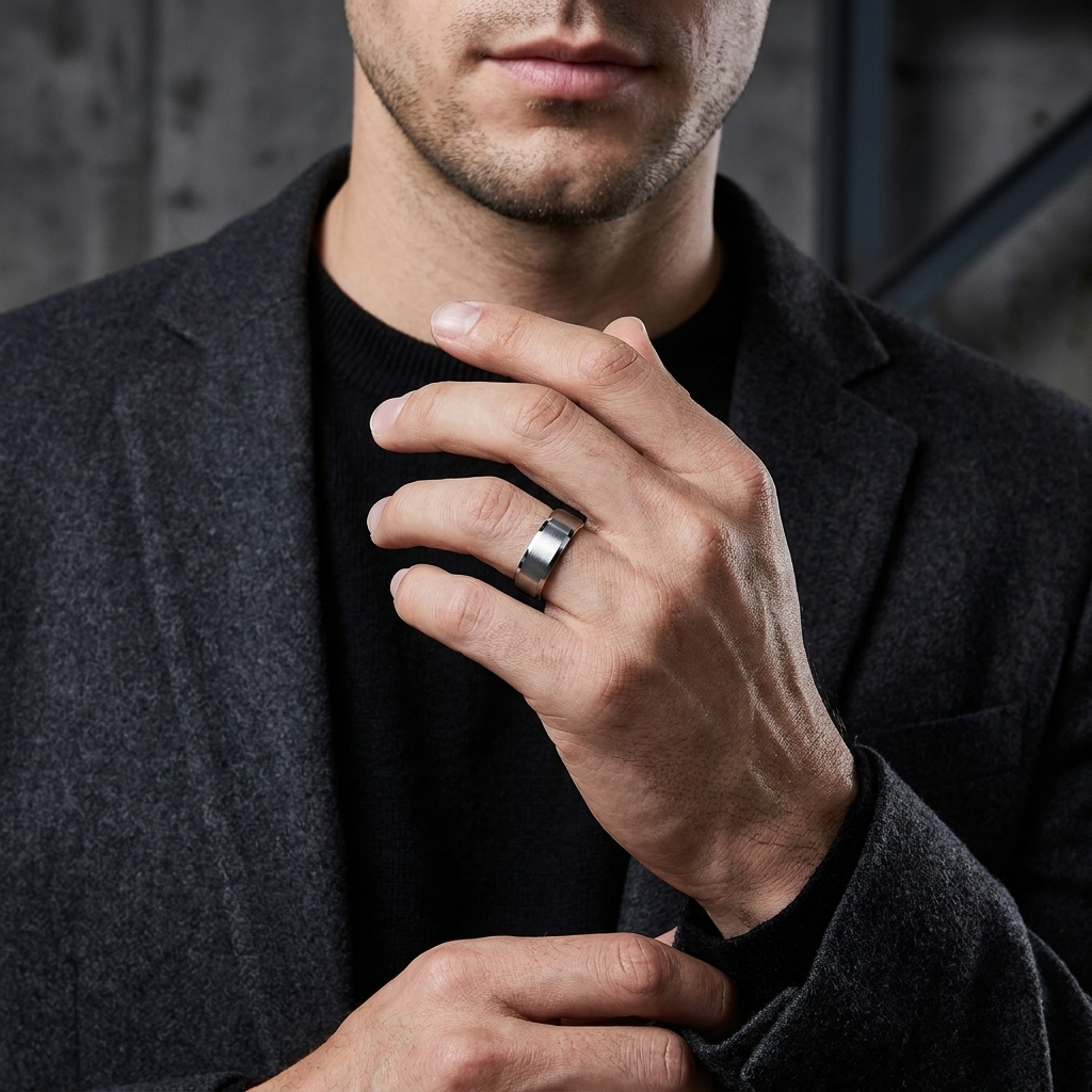 Tungsten Silver Brushed Wedding Band