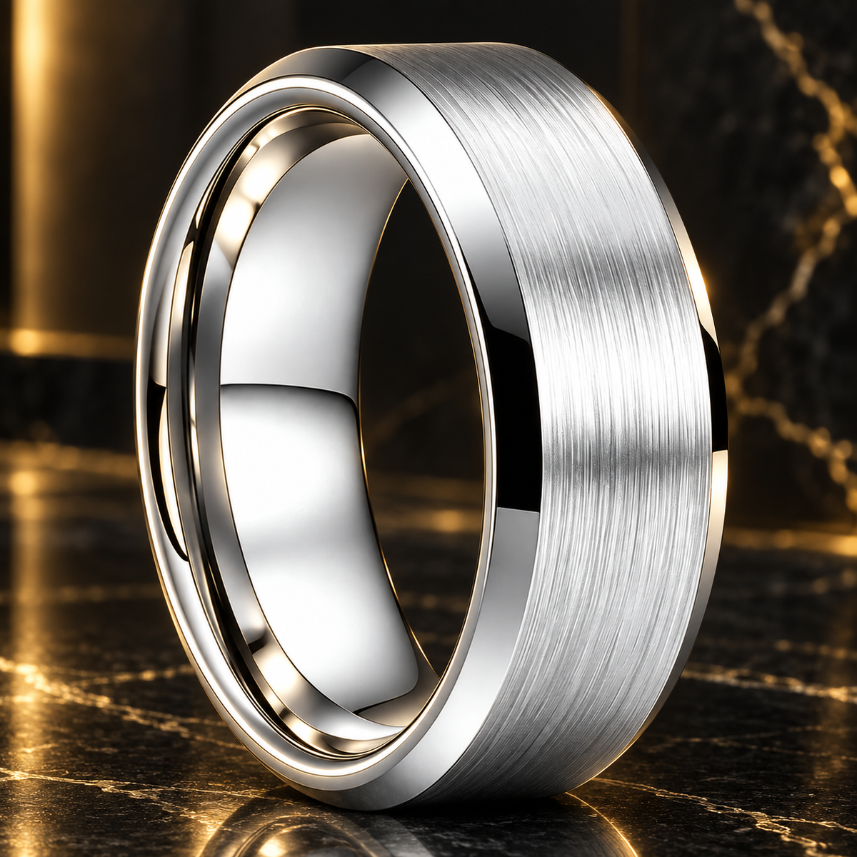 Tungsten Silver Brushed Wedding Band 