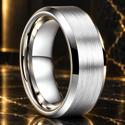Tungsten Silver Brushed Wedding Band 