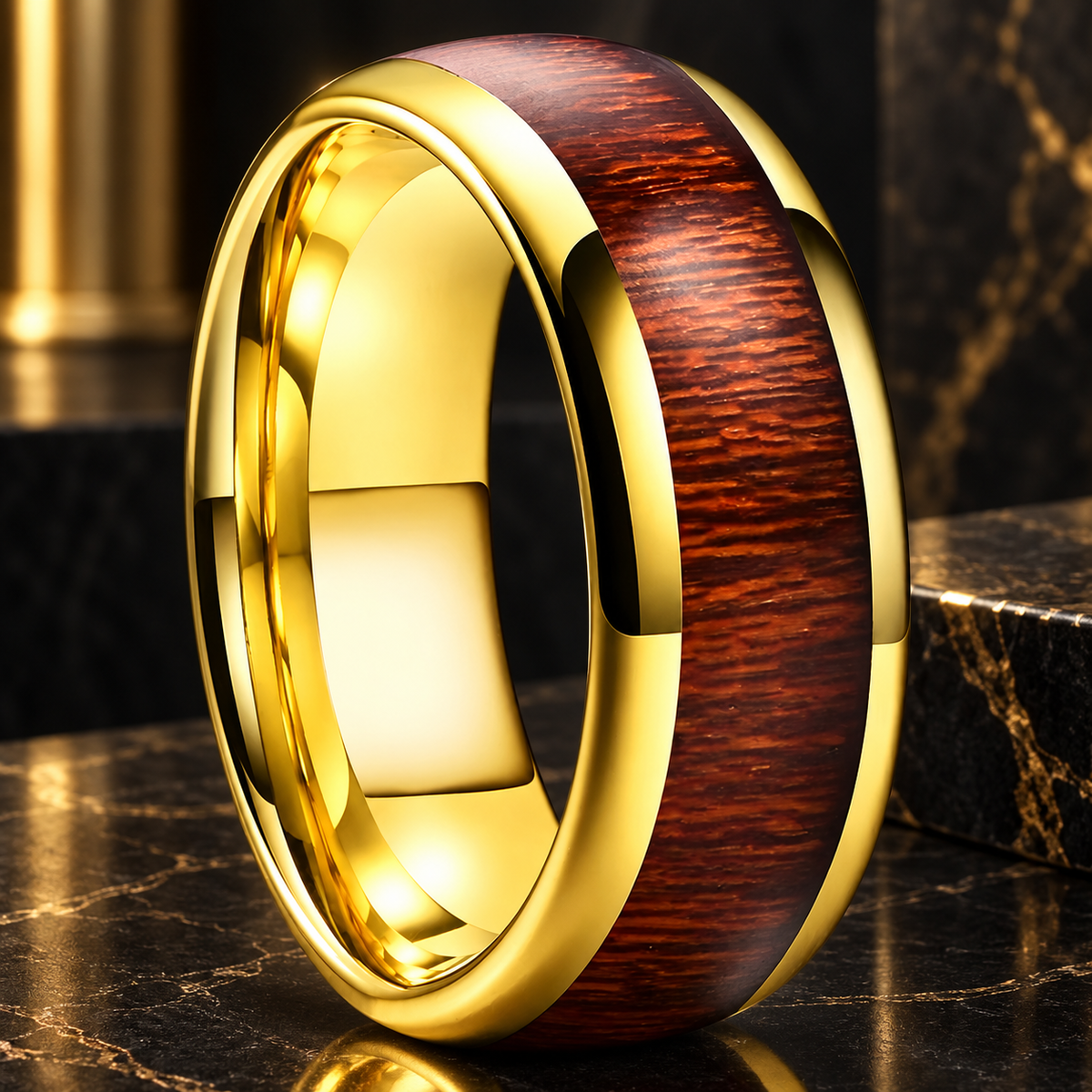 Tungsten Wood Wedding Ring 
