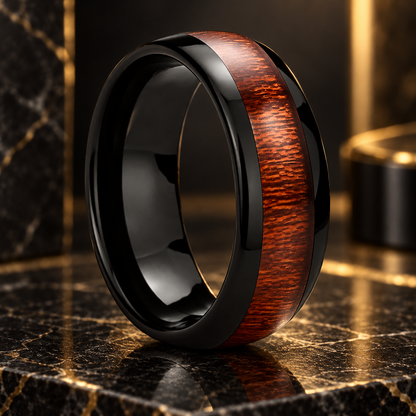 Tungsten Wood Wedding Ring 