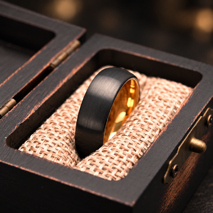 7mm Black and Gold Tungsten Carbide Ring — The Kindle