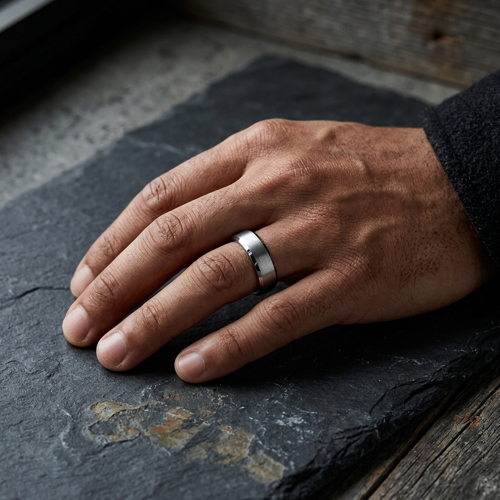 White Gold Tungsten Wedding Band
