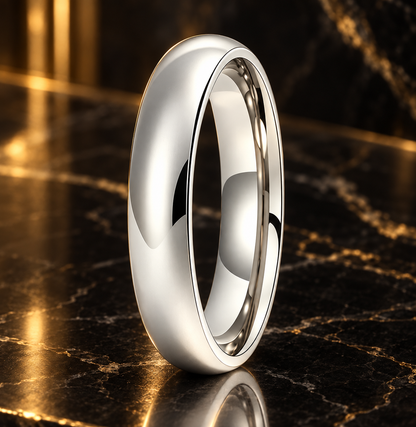 White Polished Tungsten Carbide Ring