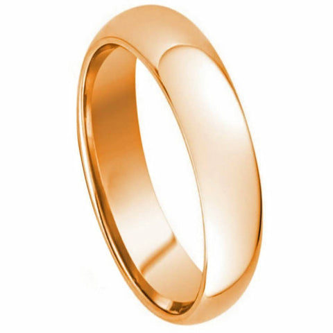 Tungsten Ring with 18K Rose Gold Domed High Polish Finish-5mm