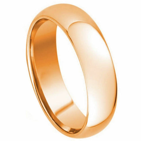 Tungsten Ring with 18K Rose Gold Domed High Polish Finish-7mm