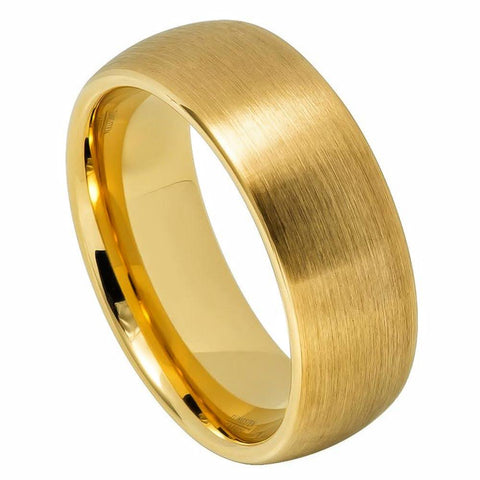 Domed Yellow Gold Tungsten Ring - 8mm