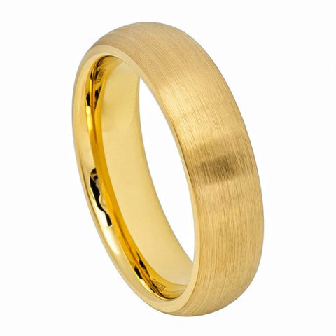 Domed Yellow Gold Tungsten Ring - 6mm
