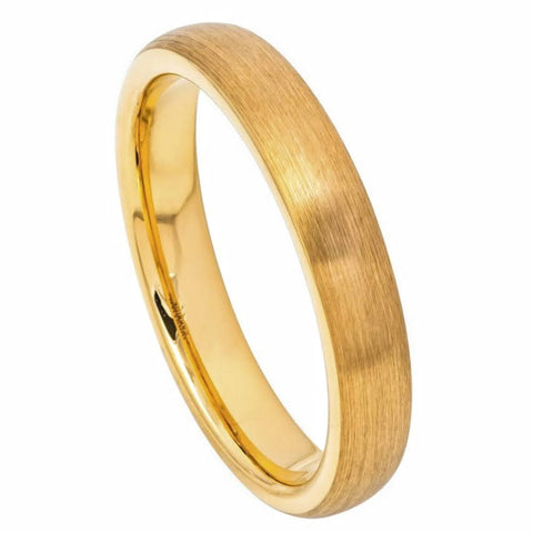 Domed Yellow Gold Tungsten Ring - 4mm