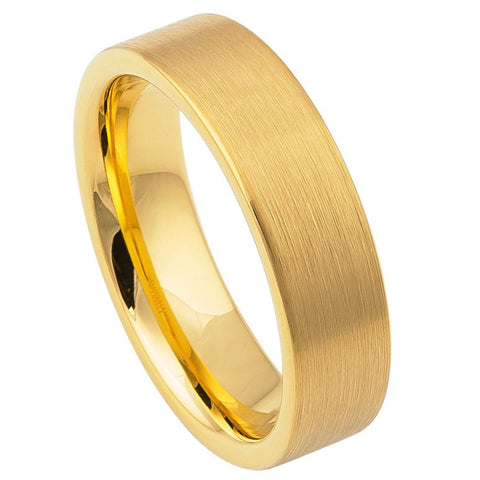 Brushed Tungsten Yellow Gold Ring-6mm
