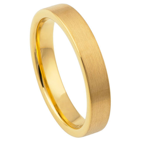 Brushed Tungsten Yellow Gold Ring-4mm