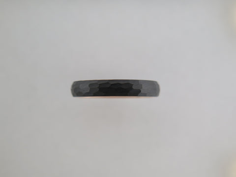 Hammered Black Tungsten Carbide Band With Rose Gold* Interior - 4mm