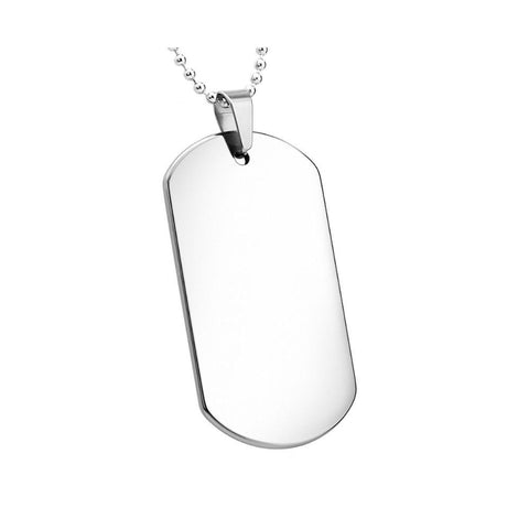 Tungsten Shiny Dog Tag Pendant - Small - Engravable