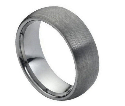 Tungsten Ring Domed with Brushed Finish Wide-8mm