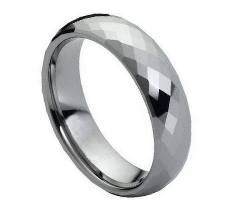 Tungsten Diamond-Facet Ring-6mm