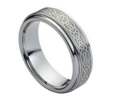 Tungsten Ring with Raised Celtic Design-7mm