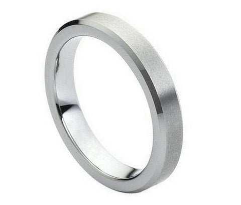 Tungsten Brushed Ring with Polished Beveled Edges-4mm